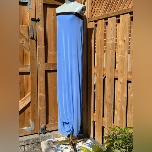 🆕 RAT & BOA 🧿 NWOT Antonie Blue Draped Maxi Dress with Leather Belt, Sz XXS/XS - Picture 4 of 14